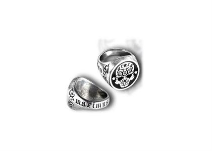 Rhodium Plated Skull Mens Ring